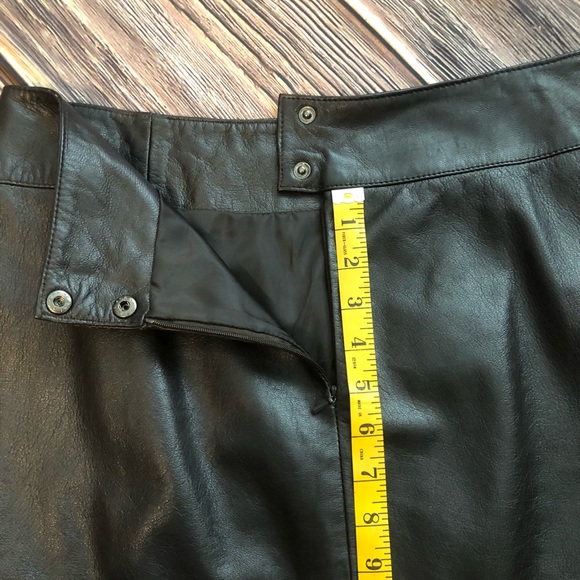 003 COLETTE MORDO SADMARA SOFT BLACK LEATHER SKIRT BACK ZIPPER FRONT SLIT SZ10 - Picture 8 of 10